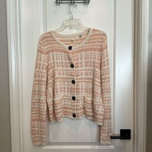 🎉🎉 SALE!! Anthropologie Pink Cream Knit Wool Blend Cardigan